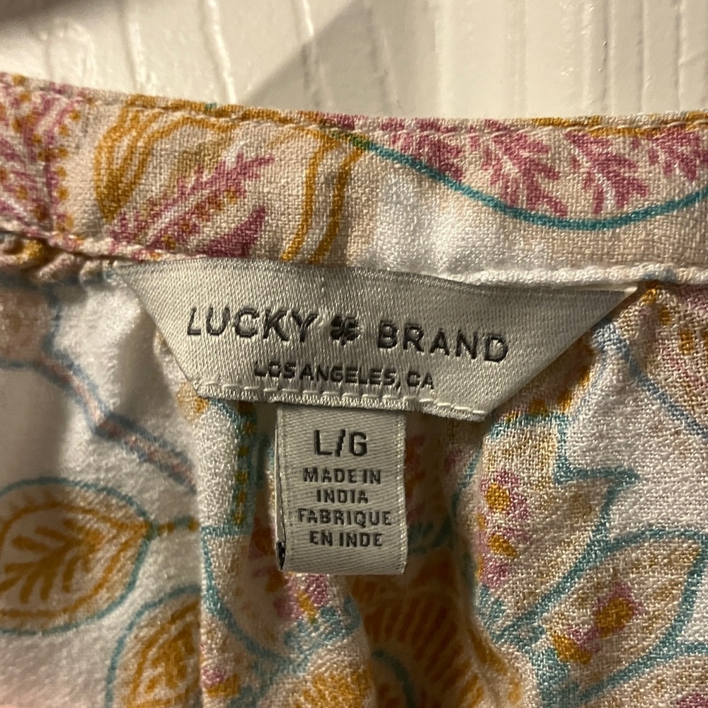 Lucky Brand Floral Blouse in Cream and Orange - Picture 2 of 9